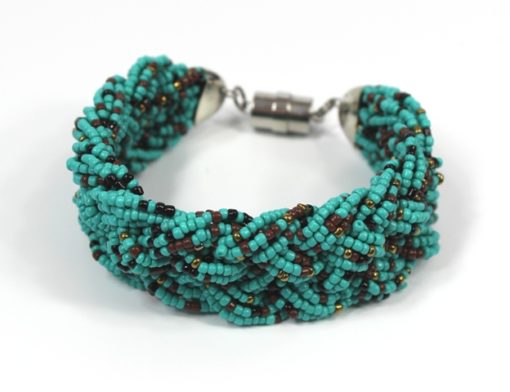 Turquoise & Brown Braided Bracelet - Image 2