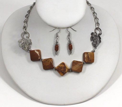 Walnut Jasper Necklace & Earrings - Image 5