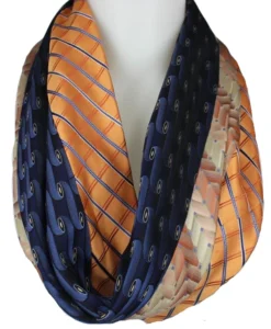 Orange & Blue Silk Tie Infinity Scarf